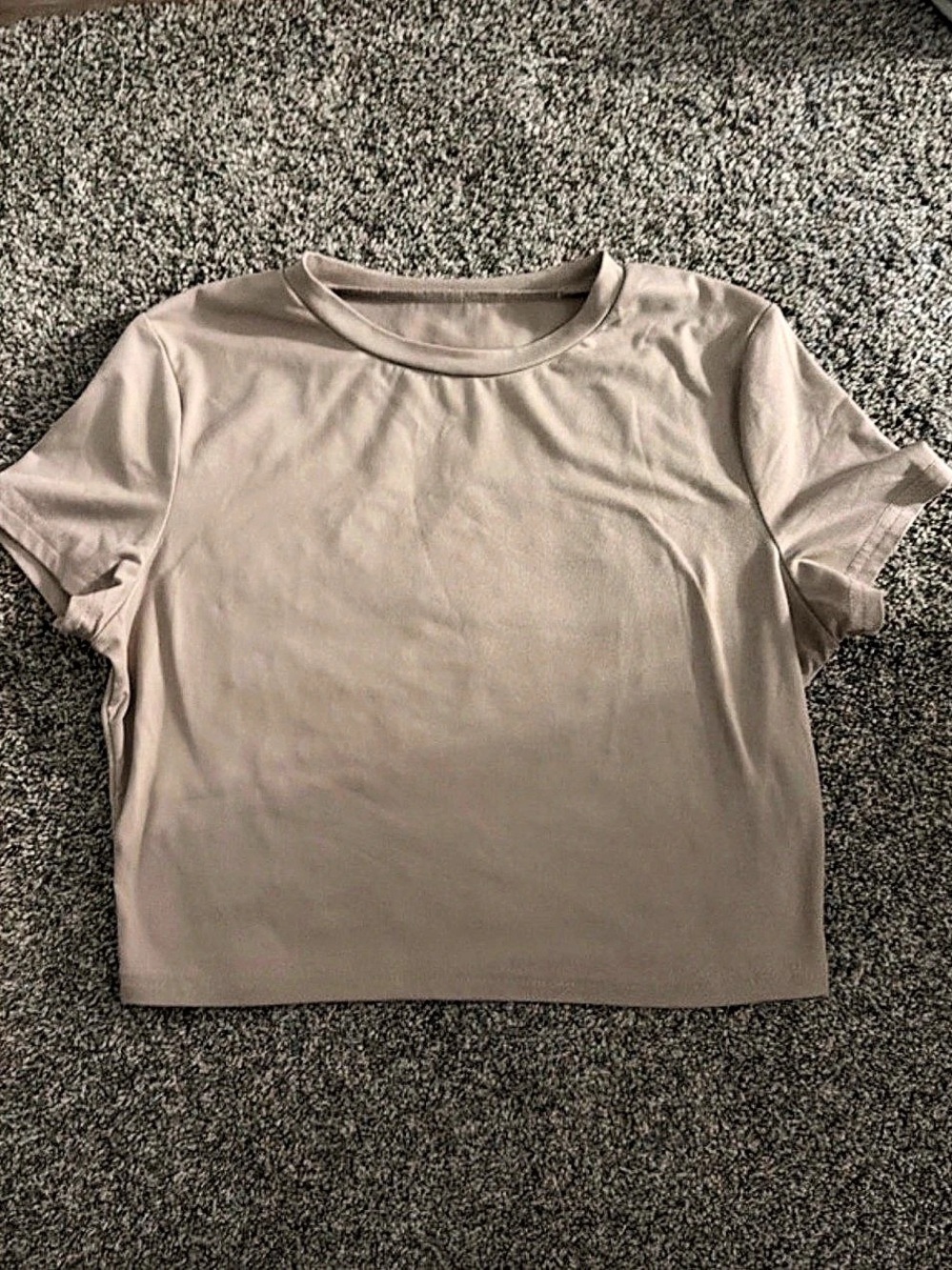 Shien Hold Tight Straight-Hem Cropped T-Shirt Pink